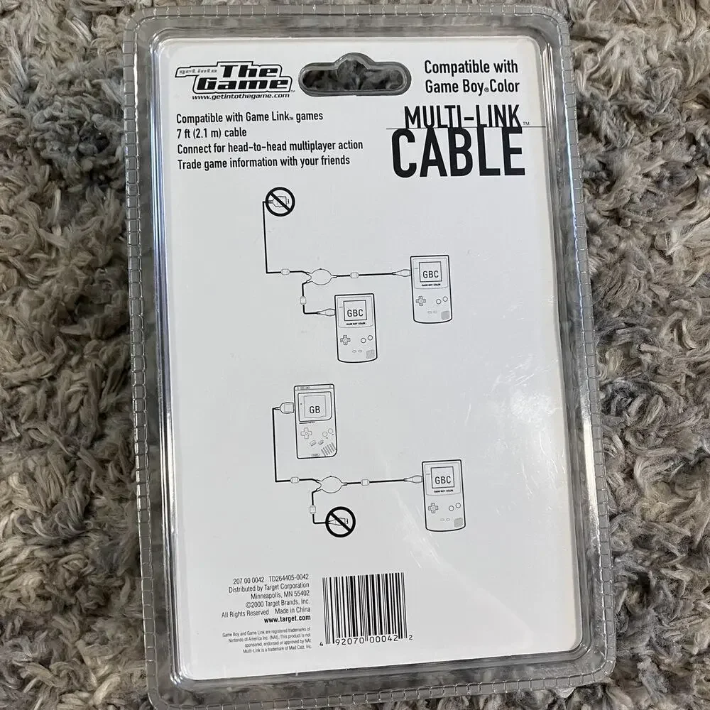 Game Boy Color Multi-Link Cable NIB | “Get Into the Game” GBC GB Multiplayer 7ft